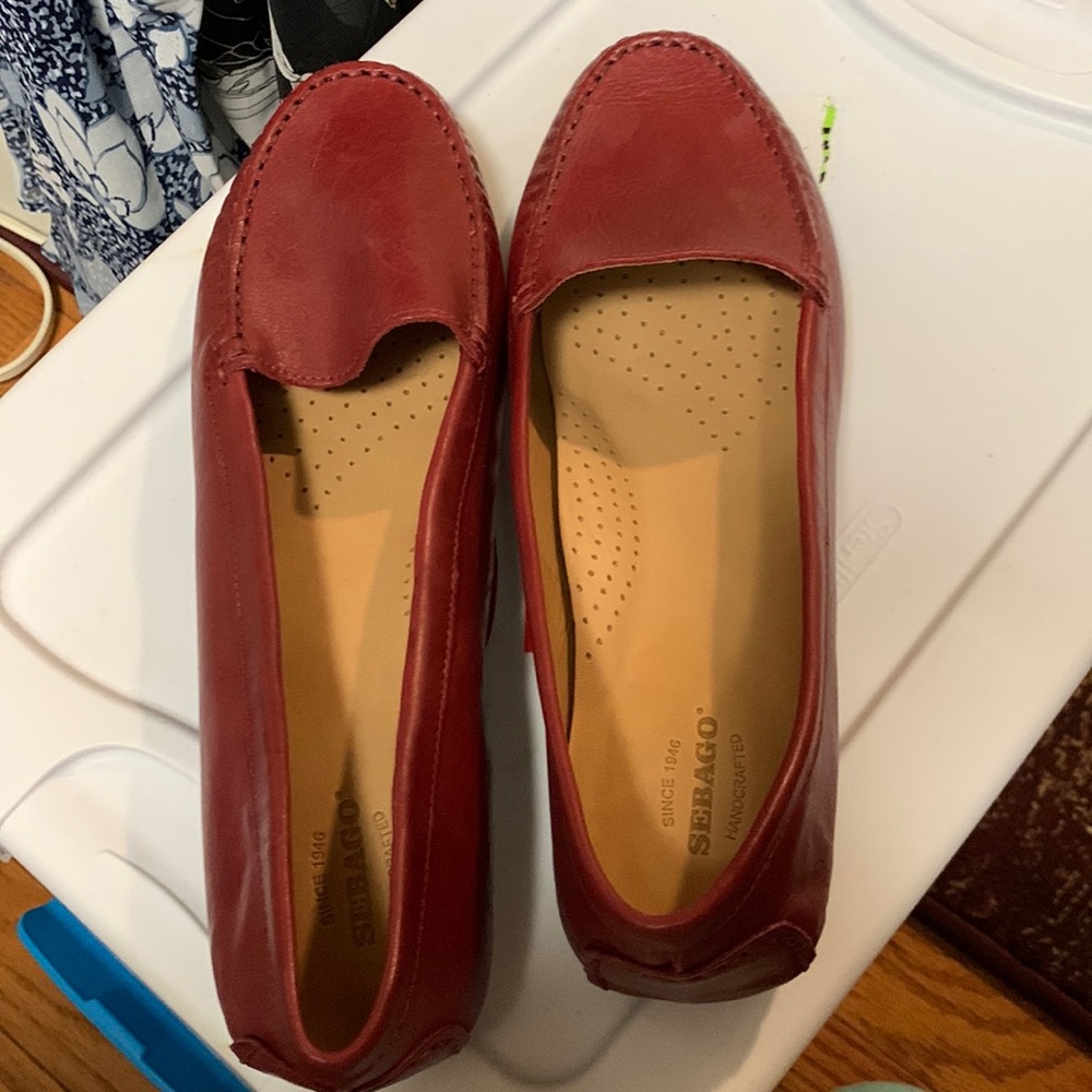 Sebago red leather Mocs.  New. Leather. Quality shoes. 10 M